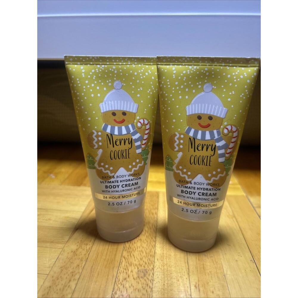 💠BATH & BODY WORKS (2) Merry Cookie Body Cream 2.5oz 24-Hour Moisture